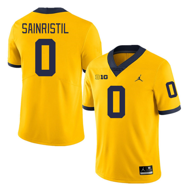 Mike Sainristil Michigan Jersey,Michigan Wolverines #0 Mike Sainristil Jersey Youth-Maize